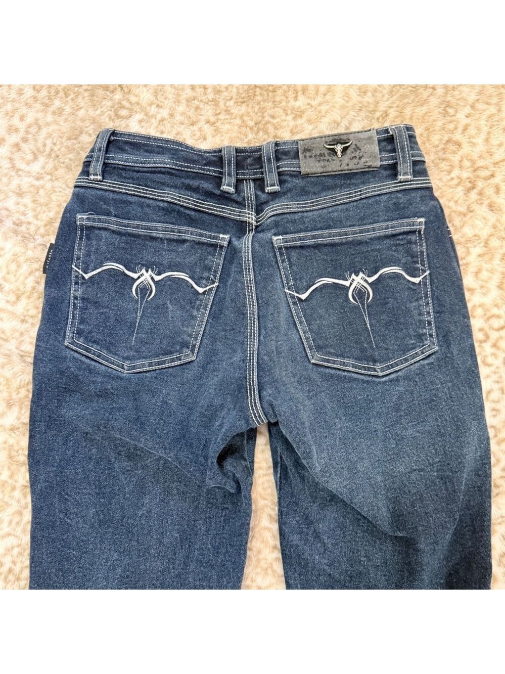 Vintage Sergio Valente Mens Y2K Cyber Tribal Contrast Jeans Dark Wash Size 29 - Picture 4 of 7